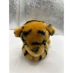 R Dakin 1991 Tiger Plush Toy Stuffed Animal Blue Eyes Orange Black Stripes
